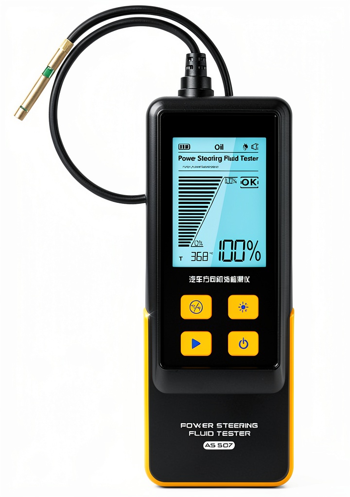 Technician using QPKING AS507 tester on a vehicle's power steering system