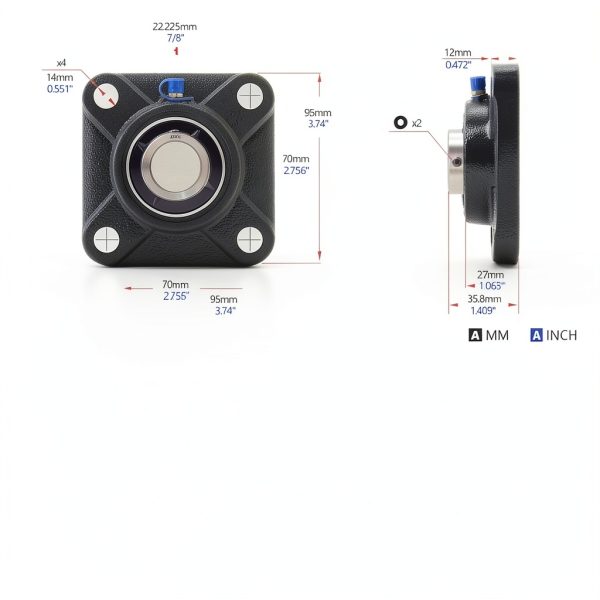 XIKE Pillow Block Bearings UCF205-14 7/8in Flange, Cast Iron Base-1